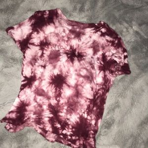magenta and white tie dye crop top